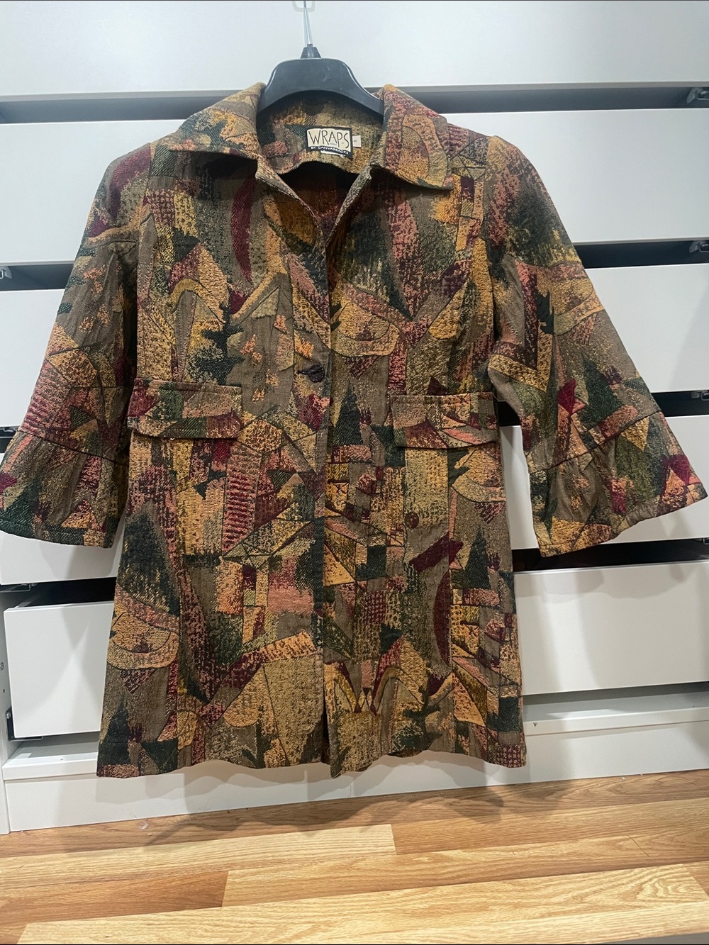 Olive Multicolor Printed Ruffle-Sleeve Jacket - Picture 6 of 6